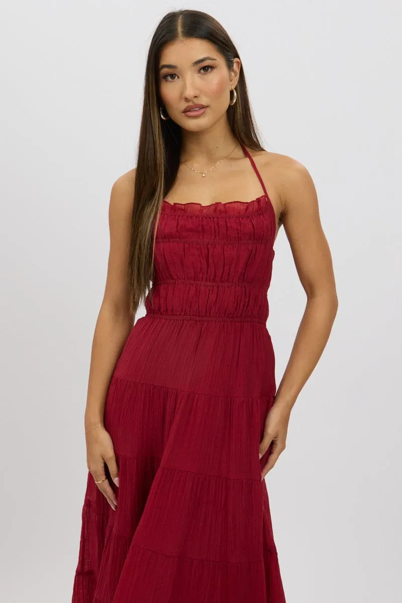 Red Maxi Dress Tiered Backless sold by Ally Fashion product image thumbnail 3