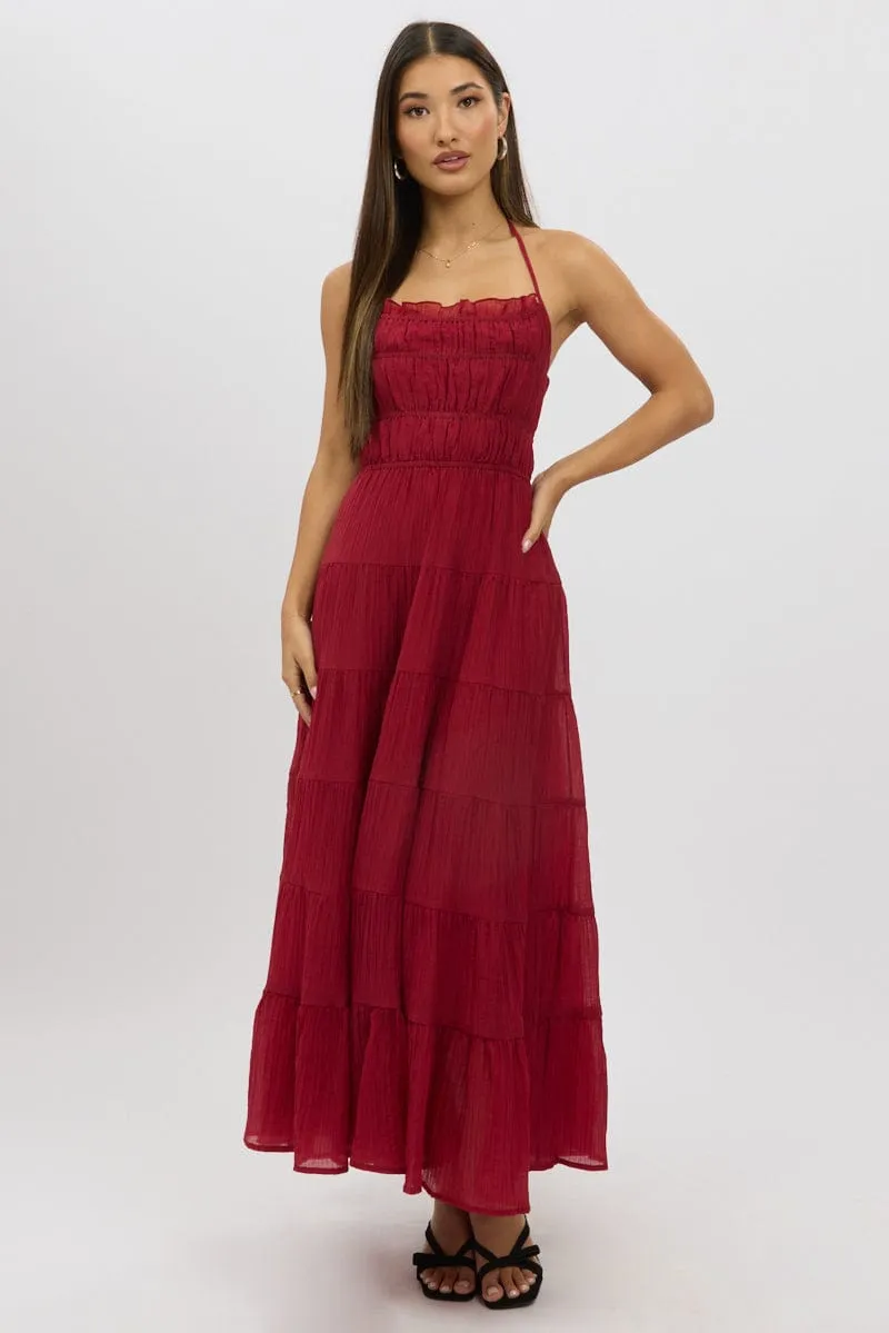 Red Maxi Dress Tiered Backless sold by Ally Fashion product image thumbnail 4