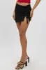 Black Mini Skirt Elastic Waist Assymetric Ruched Front M sold by Ally Fashion