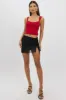 Black Mini Skirt Elastic Waist Assymetric Ruched Front M sold by Ally Fashion