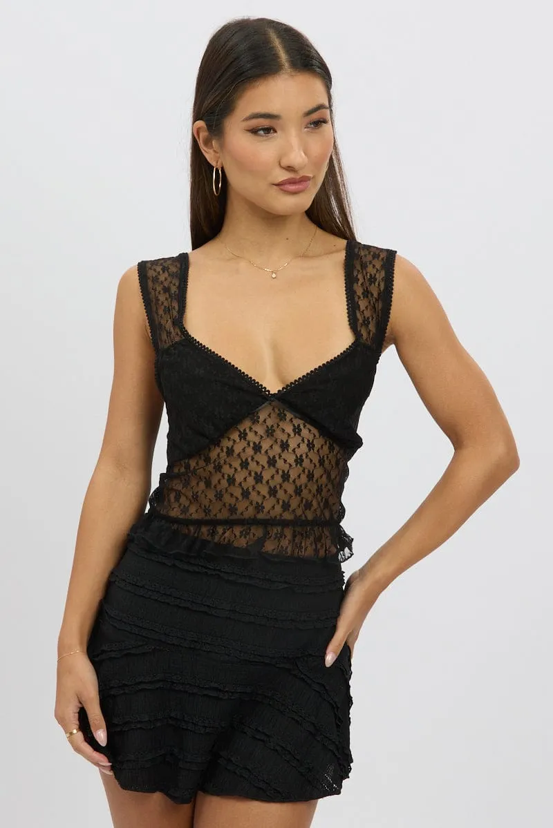 Black Lace Top Sleeveless sold by Ally Fashion product image thumbnail 3