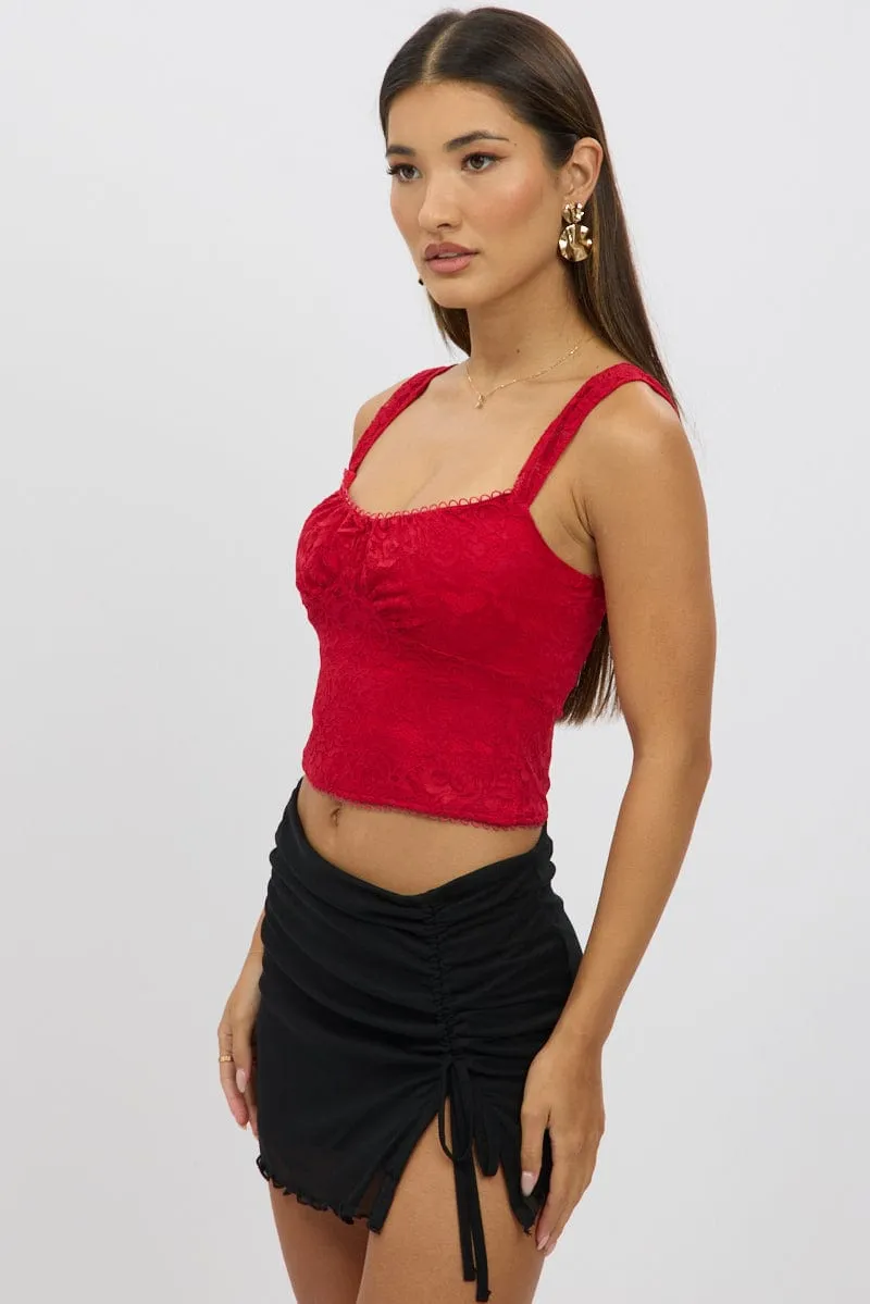 Red Lace Top Sleeveless sold by Ally Fashion product image thumbnail 4