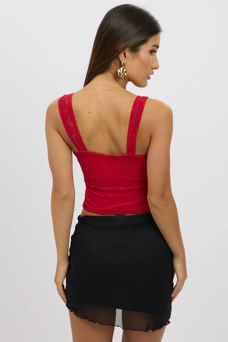 Red Lace Top Sleeveless sold by Ally Fashion product image thumbnail 5