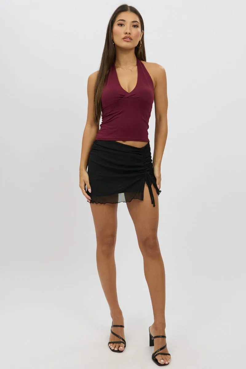 Red Halter Neck Top V Neck Supersoft sold by Ally Fashion product image thumbnail 2
