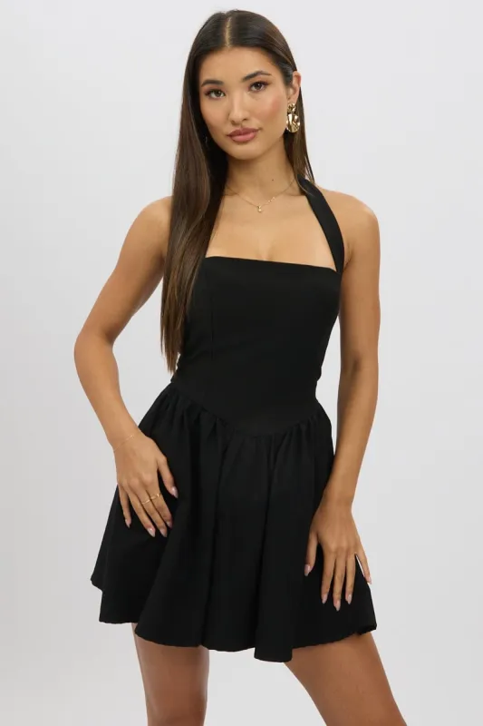 Black Halter Neck Mini Dress sold by Ally Fashion