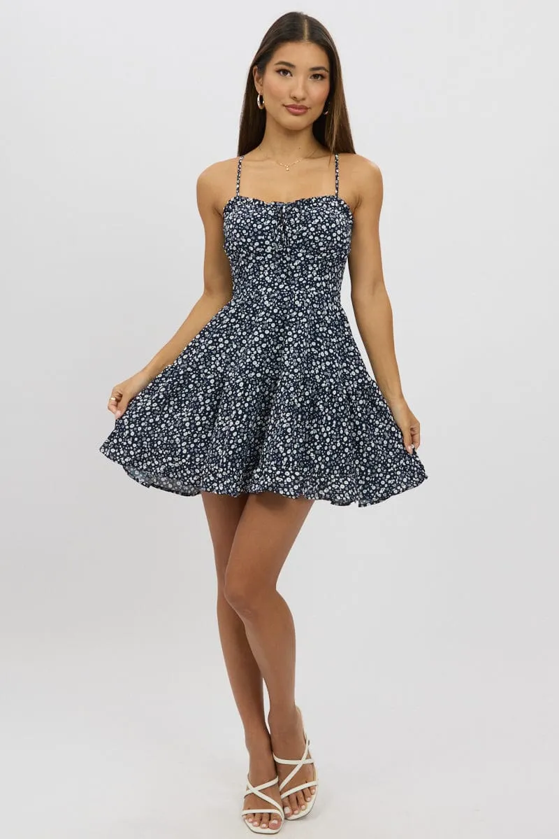 Blue Ditsy Fit And Flare Dress Mini sold by Ally Fashion product image thumbnail 2