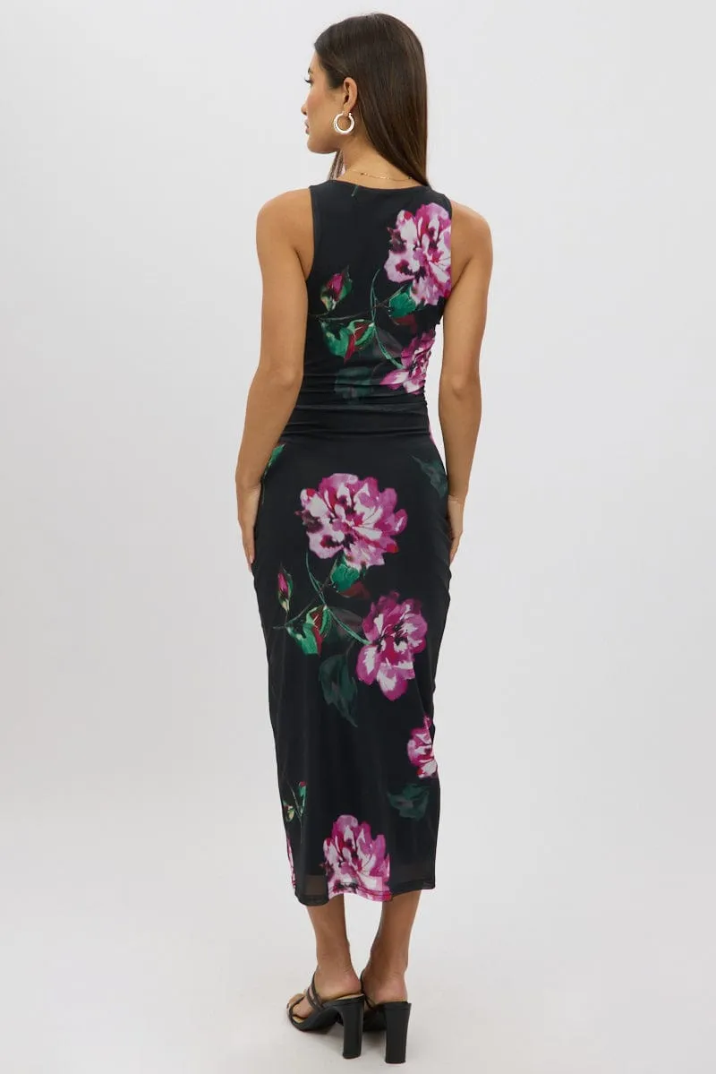 Black Floral Bodycon Dress Sleeveless sold by Ally Fashion product image thumbnail 5