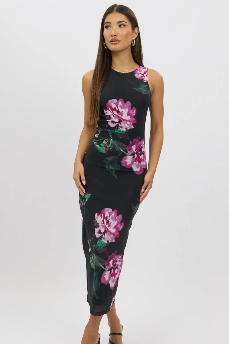 Black Floral Bodycon Dress Sleeveless sold by Ally Fashion product image thumbnail 3