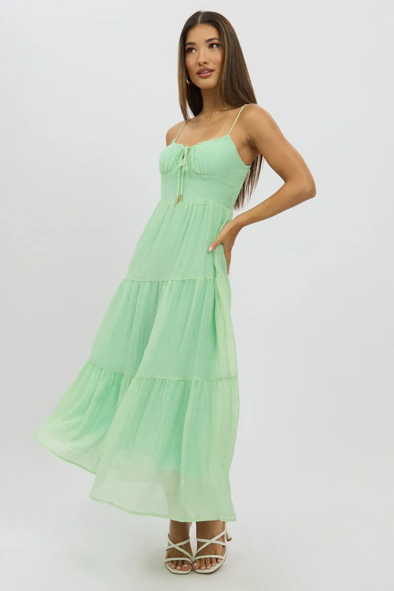 Green Midi Dress Tiered Strappy sold by Ally Fashion
