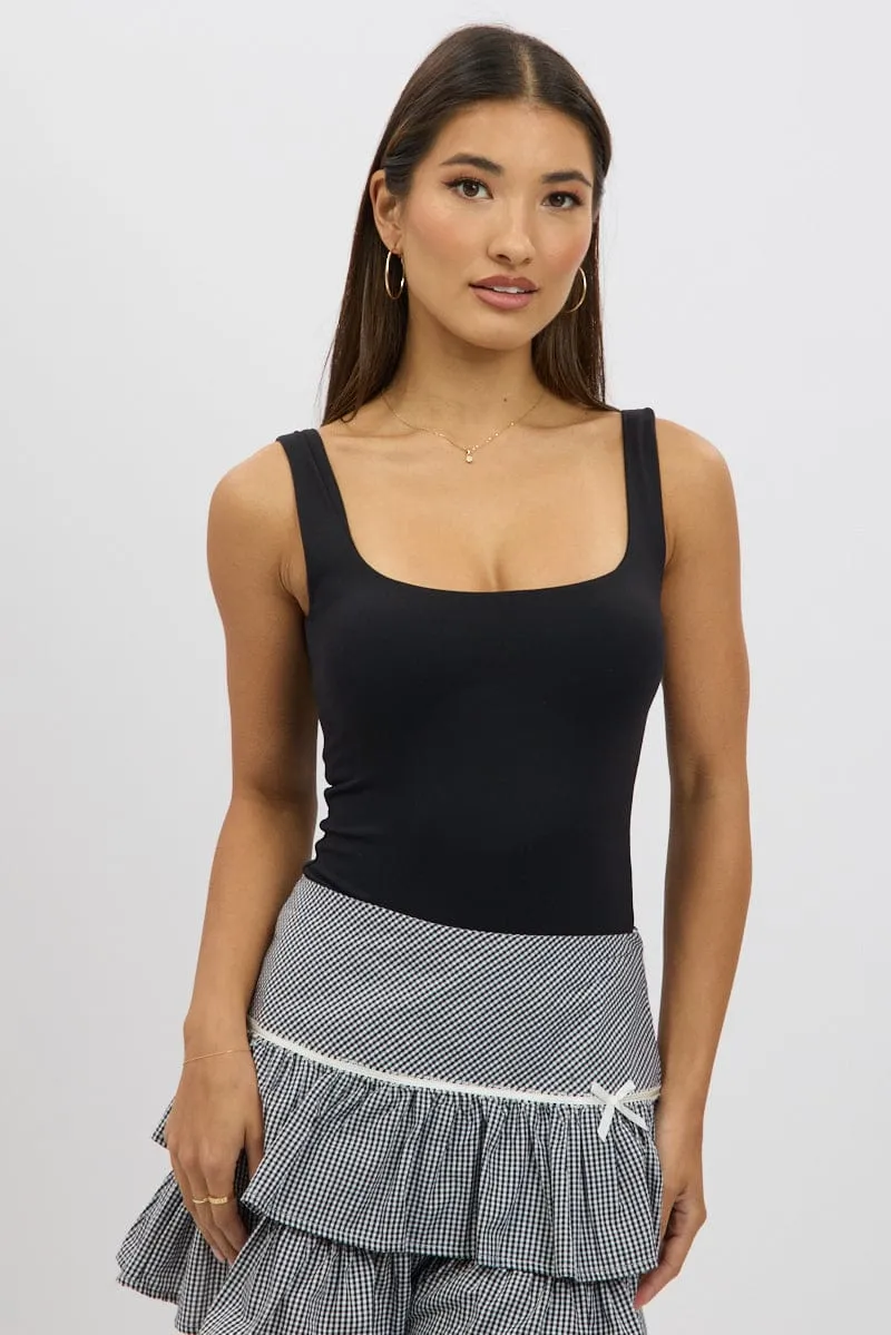 Black Square Neck Bodysuit Supersoft sold by Ally Fashion product image thumbnail 3