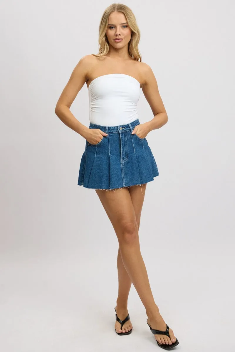 Denim Pleated Skirt High Rise Mini sold by Ally Fashion product image thumbnail 2