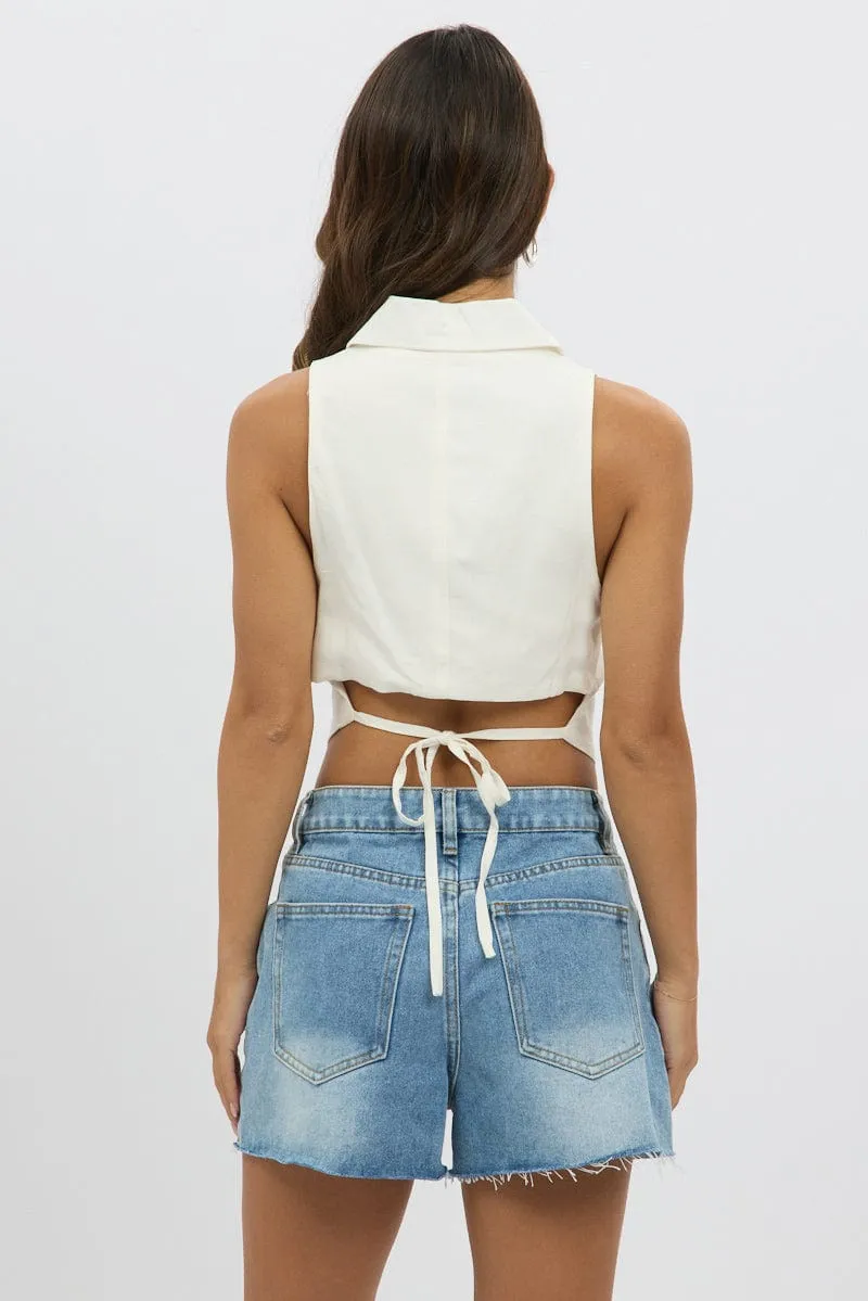 White Vest Tie Back sold by Ally Fashion product image thumbnail 5