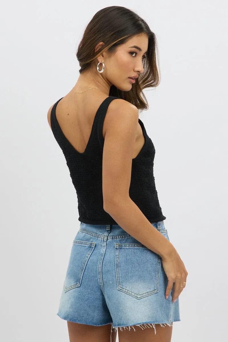 Black Crochet Knit Vest Tie Up sold by Ally Fashion product image thumbnail 5