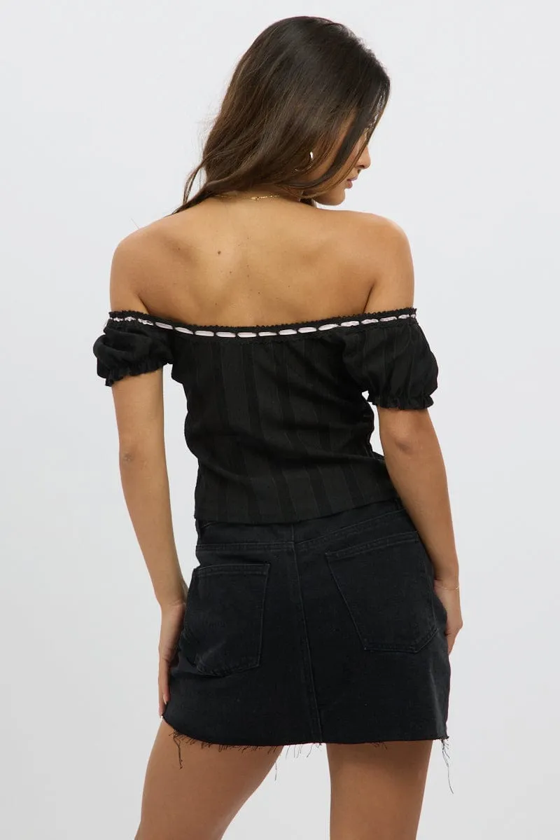 Black Puff Sleeve Top Short Sleeve sold by Ally Fashion product image thumbnail 5