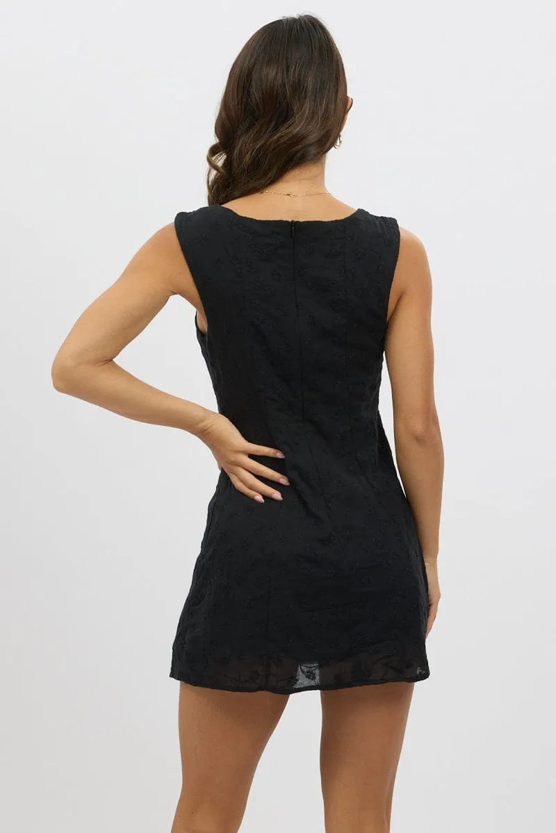 Black Mini Dress Eyelet Fabric sold by Ally Fashion product image thumbnail 4