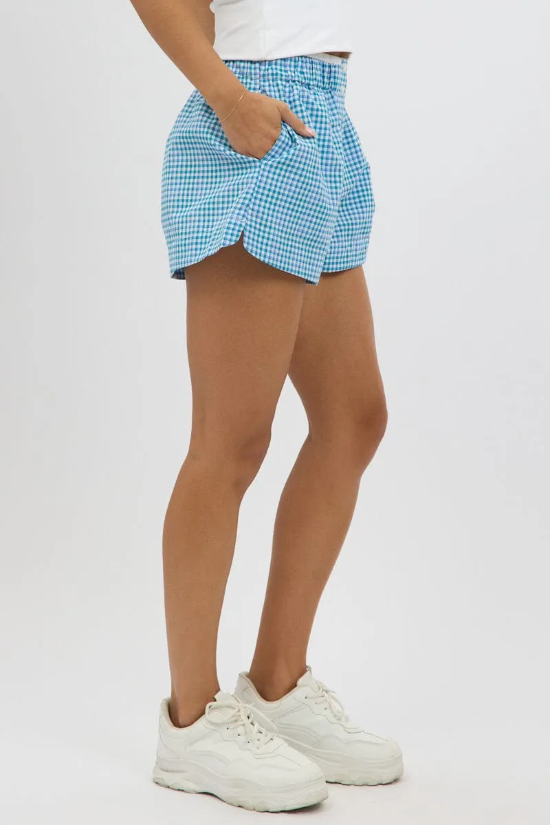 Blue Check Boxer Shorts Elasticated Waist sold by Ally Fashion product image thumbnail 4