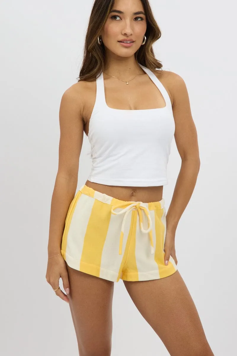 Yellow Stripe Mini Shorts sold by Ally Fashion