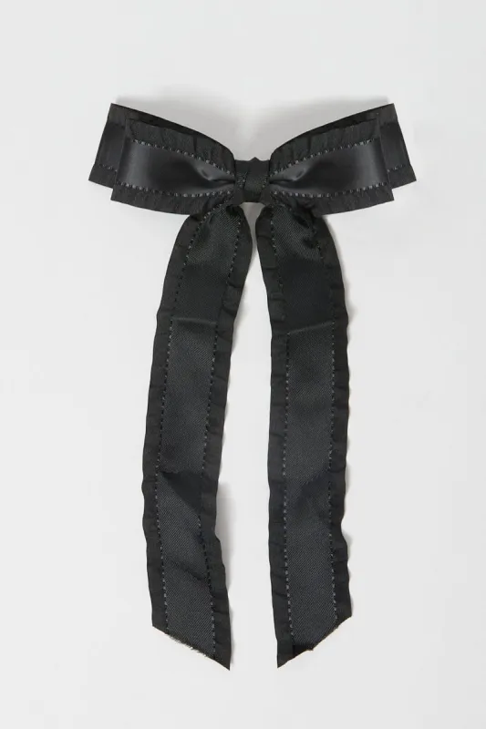 Black Ruffled Hair Bow sold by Ally Fashion