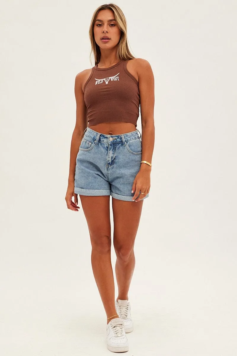 Brown Graphic Tank Embroidered Rib sold by Ally Fashion product image thumbnail 2