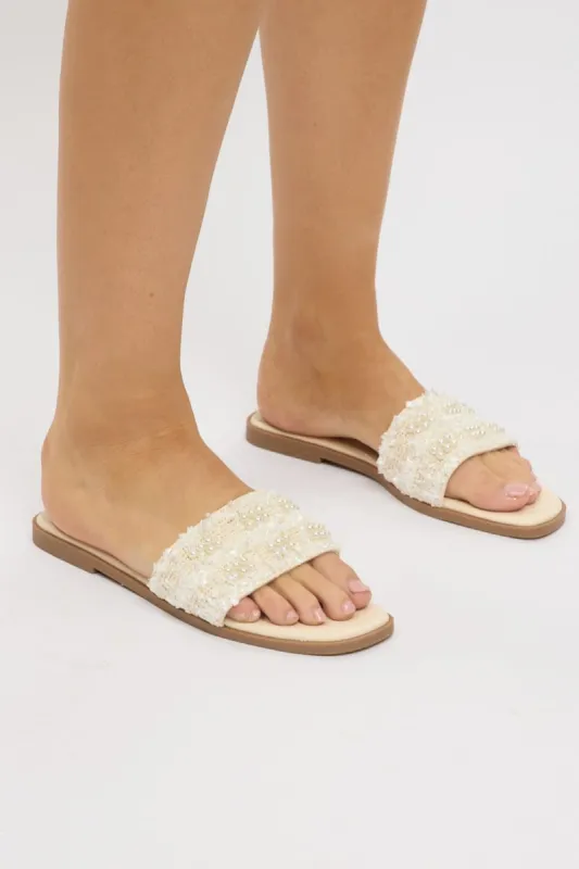 White Flat Sandals sold by Ally Fashion