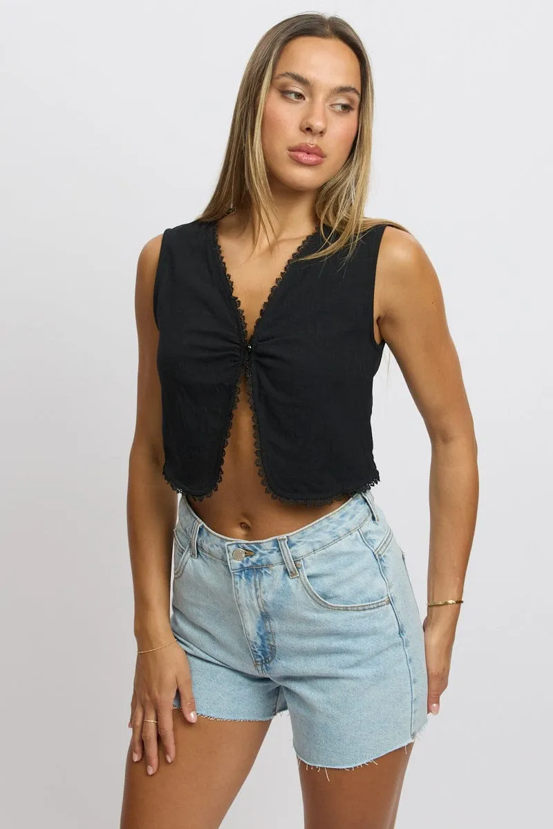 Black Sleeveless Top sold by Ally Fashion product image thumbnail 3
