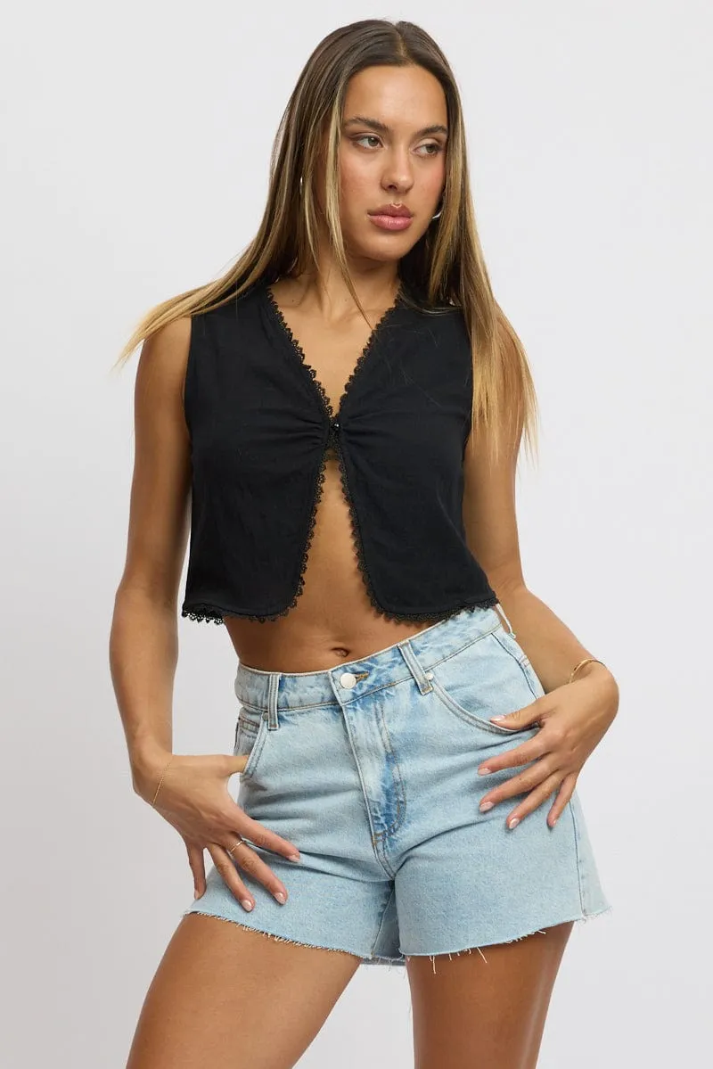 Black Sleeveless Top sold by Ally Fashion