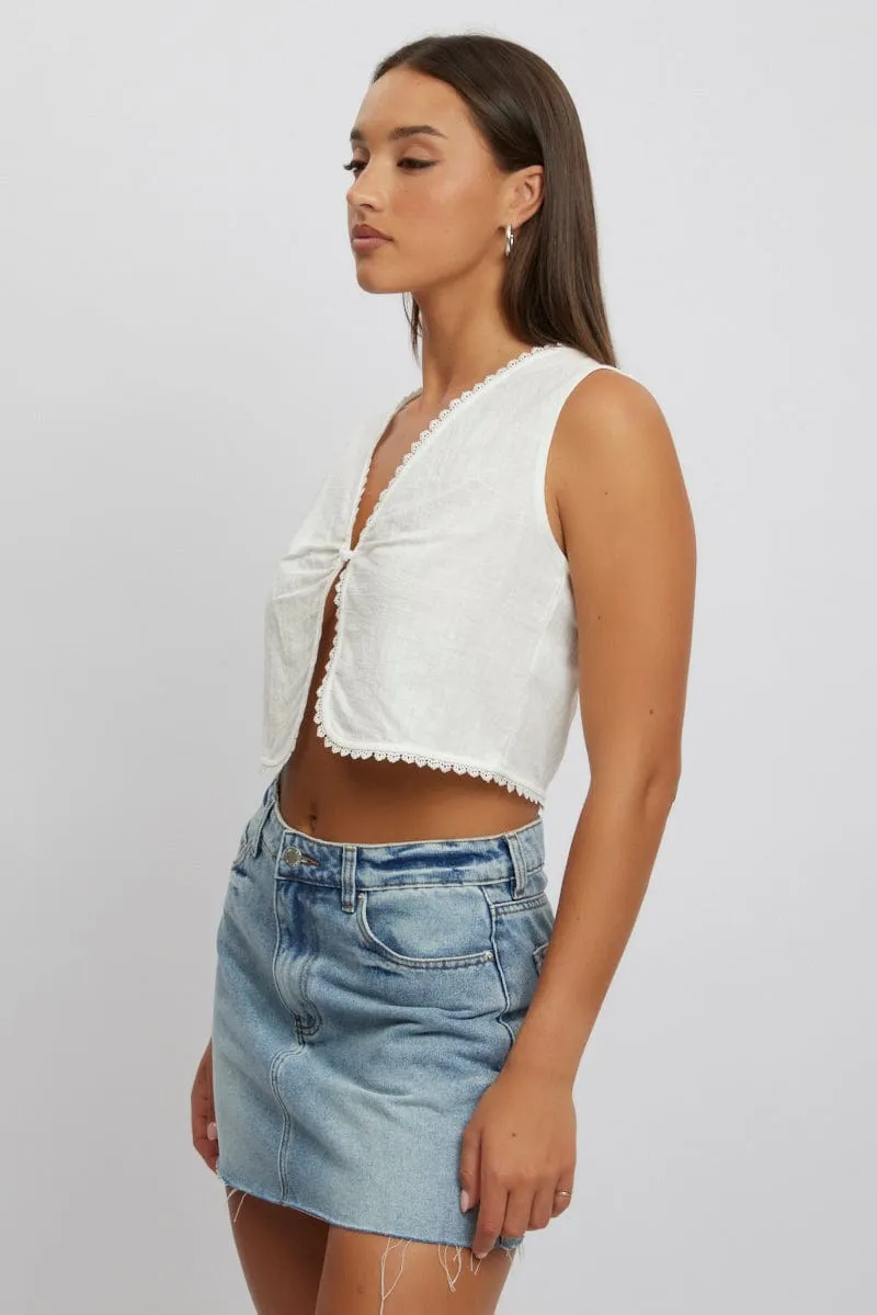 White Sleeveless Top sold by Ally Fashion product image thumbnail 4