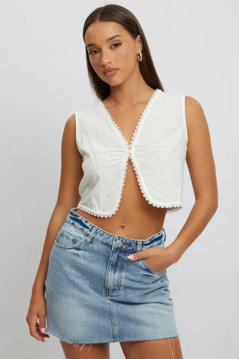 White Sleeveless Top sold by Ally Fashion