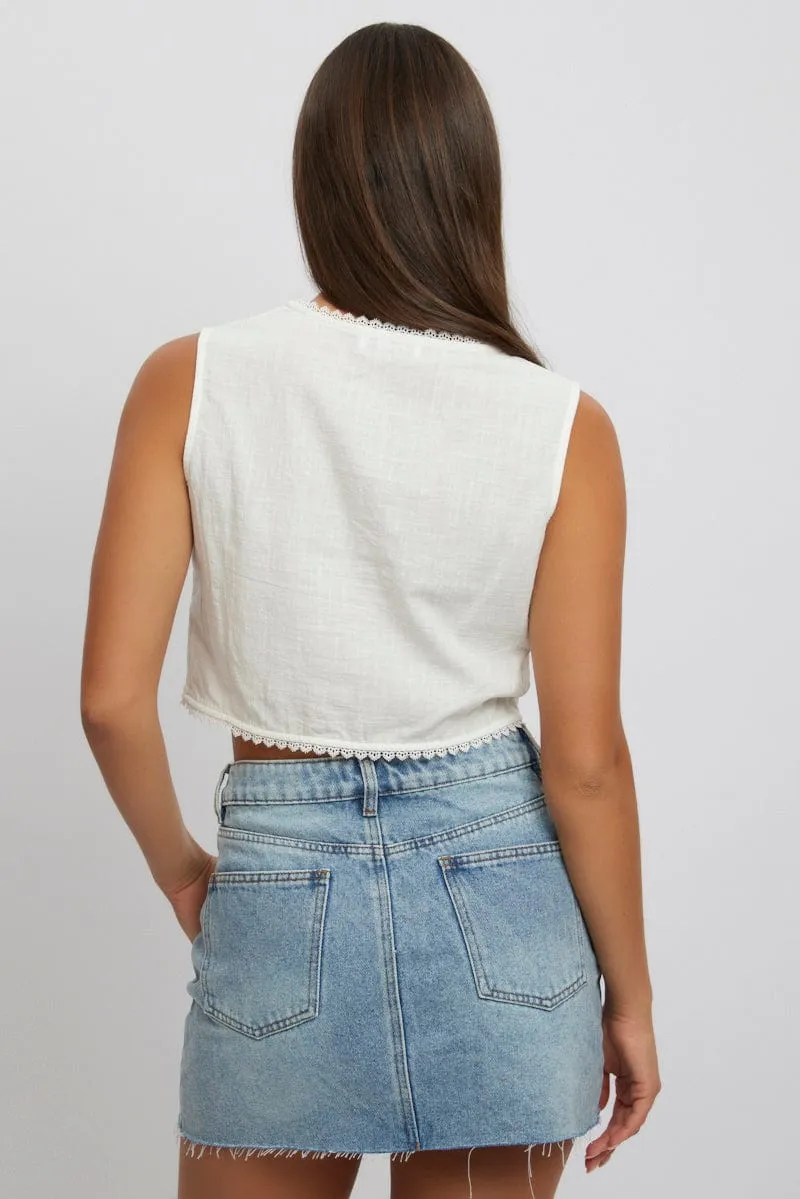 White Sleeveless Top sold by Ally Fashion product image thumbnail 5
