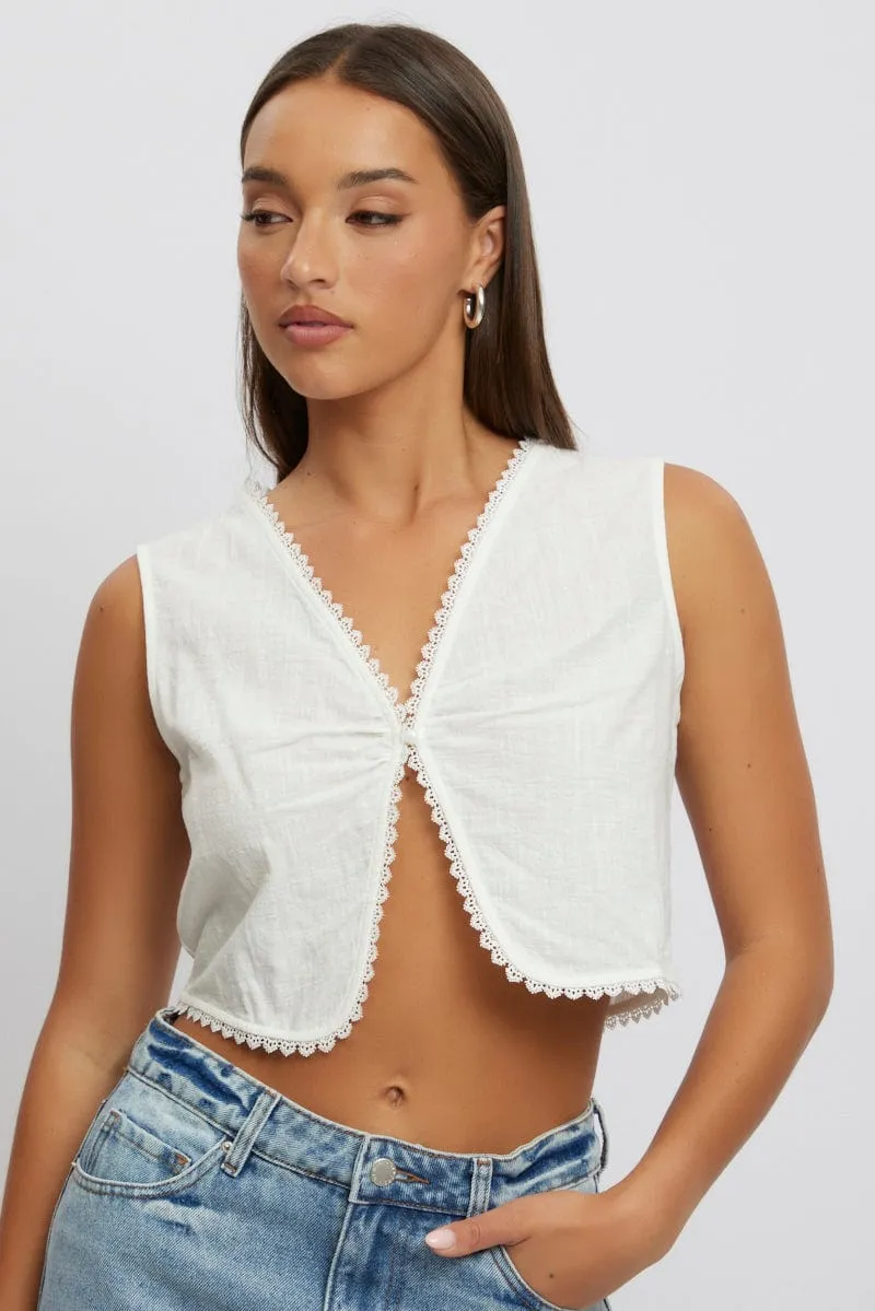 White Sleeveless Top sold by Ally Fashion product image thumbnail 3
