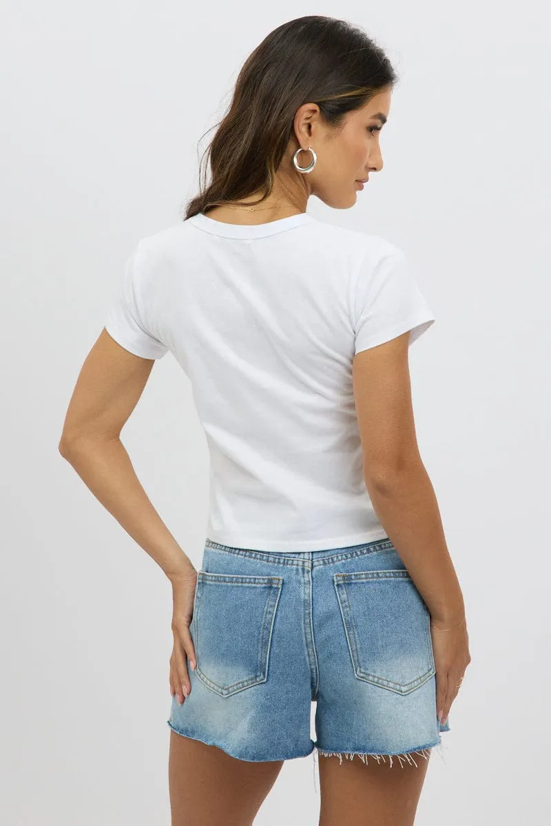 White Graphic Tee Short Sleeve sold by Ally Fashion product image thumbnail 4