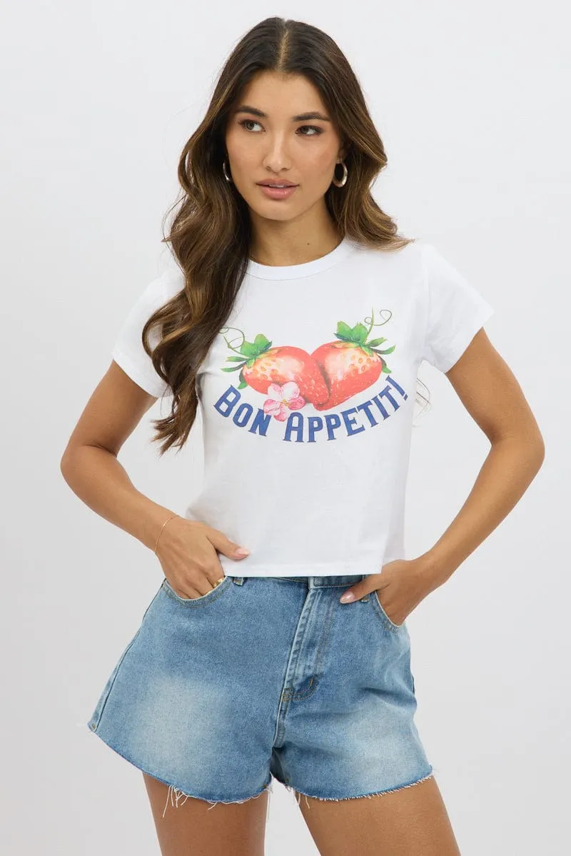 White Graphic Tee Short Sleeve sold by Ally Fashion product image thumbnail 3