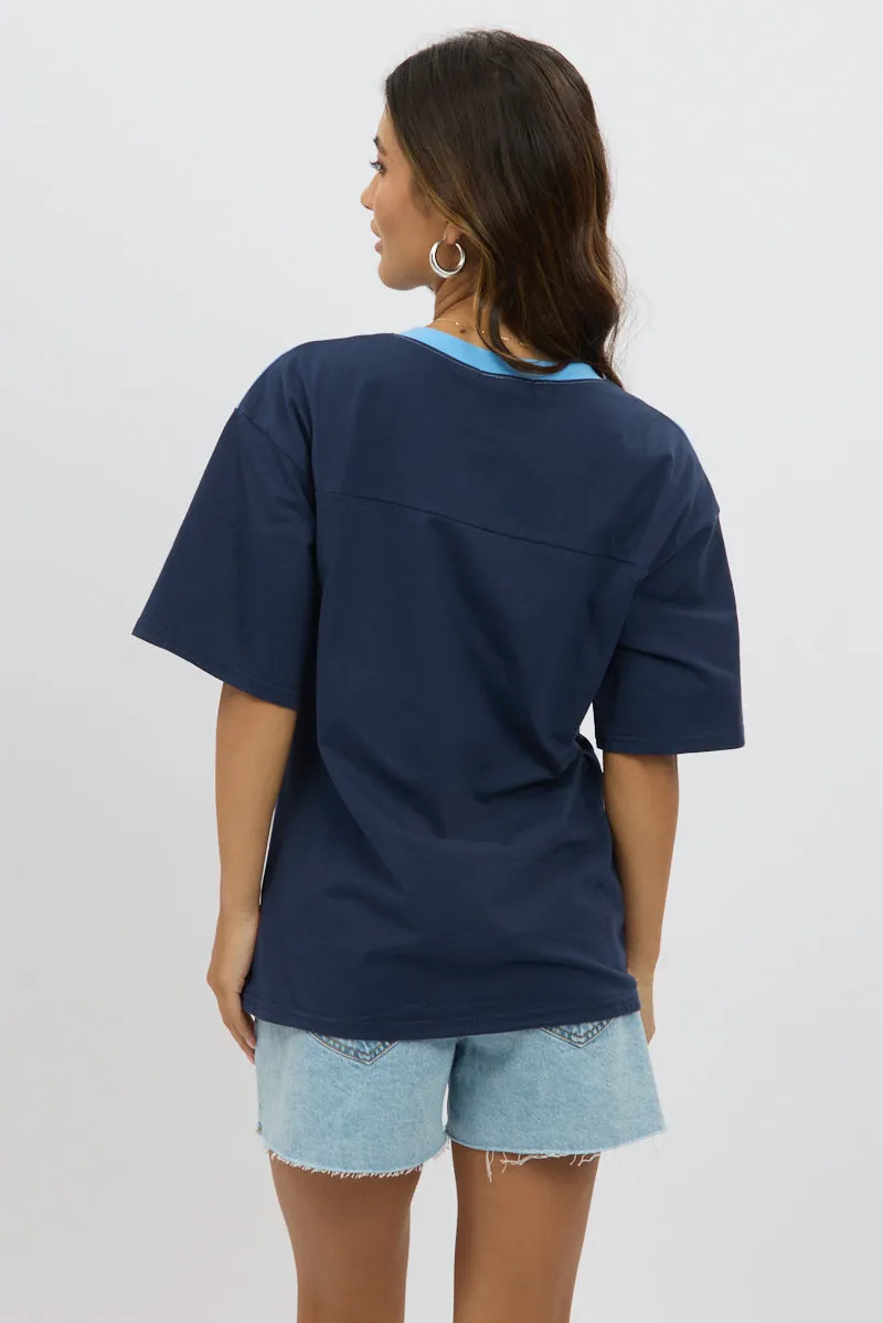 Blue Graphic Tee Short Sleeve sold by Ally Fashion product image thumbnail 5
