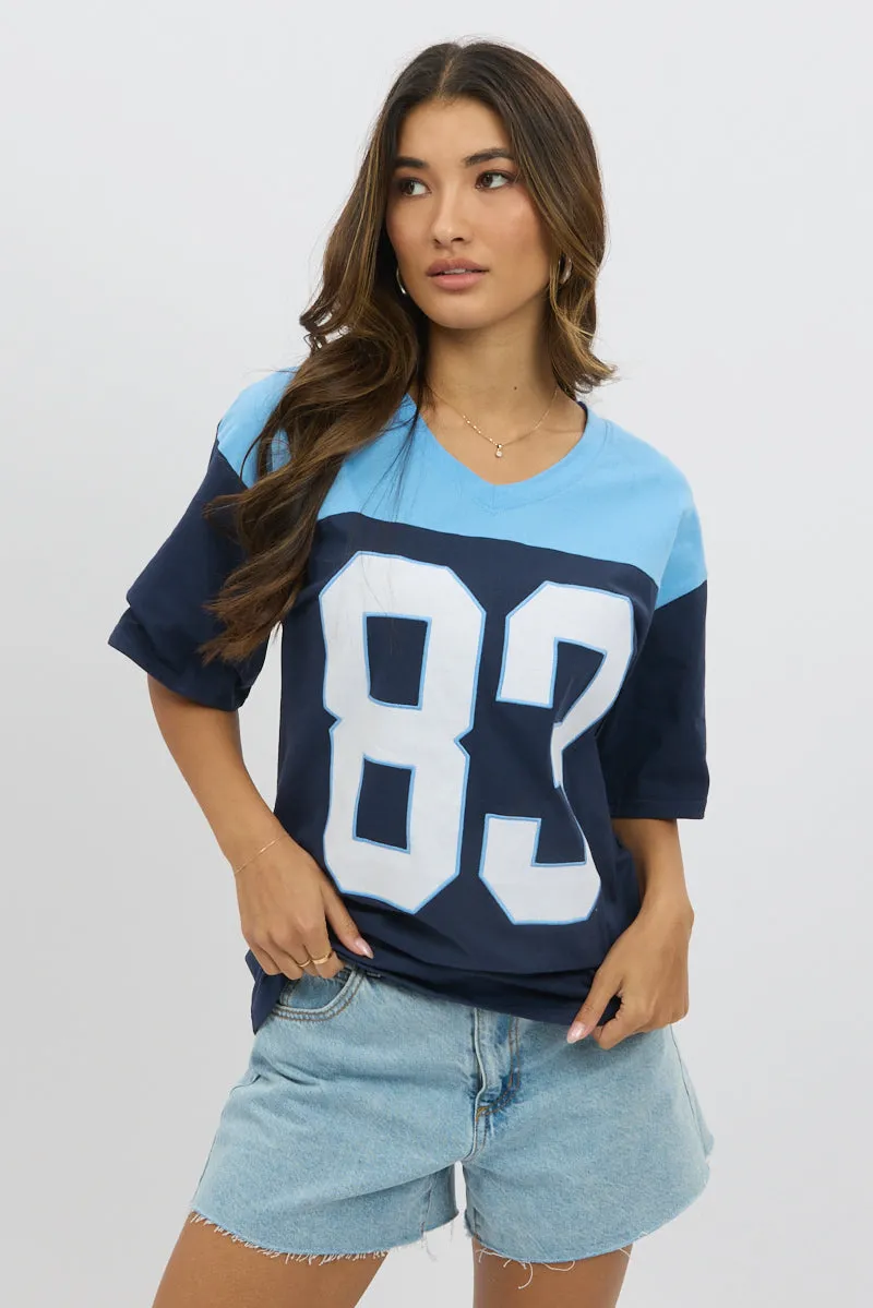 Blue Graphic Tee Short Sleeve sold by Ally Fashion product image thumbnail 2