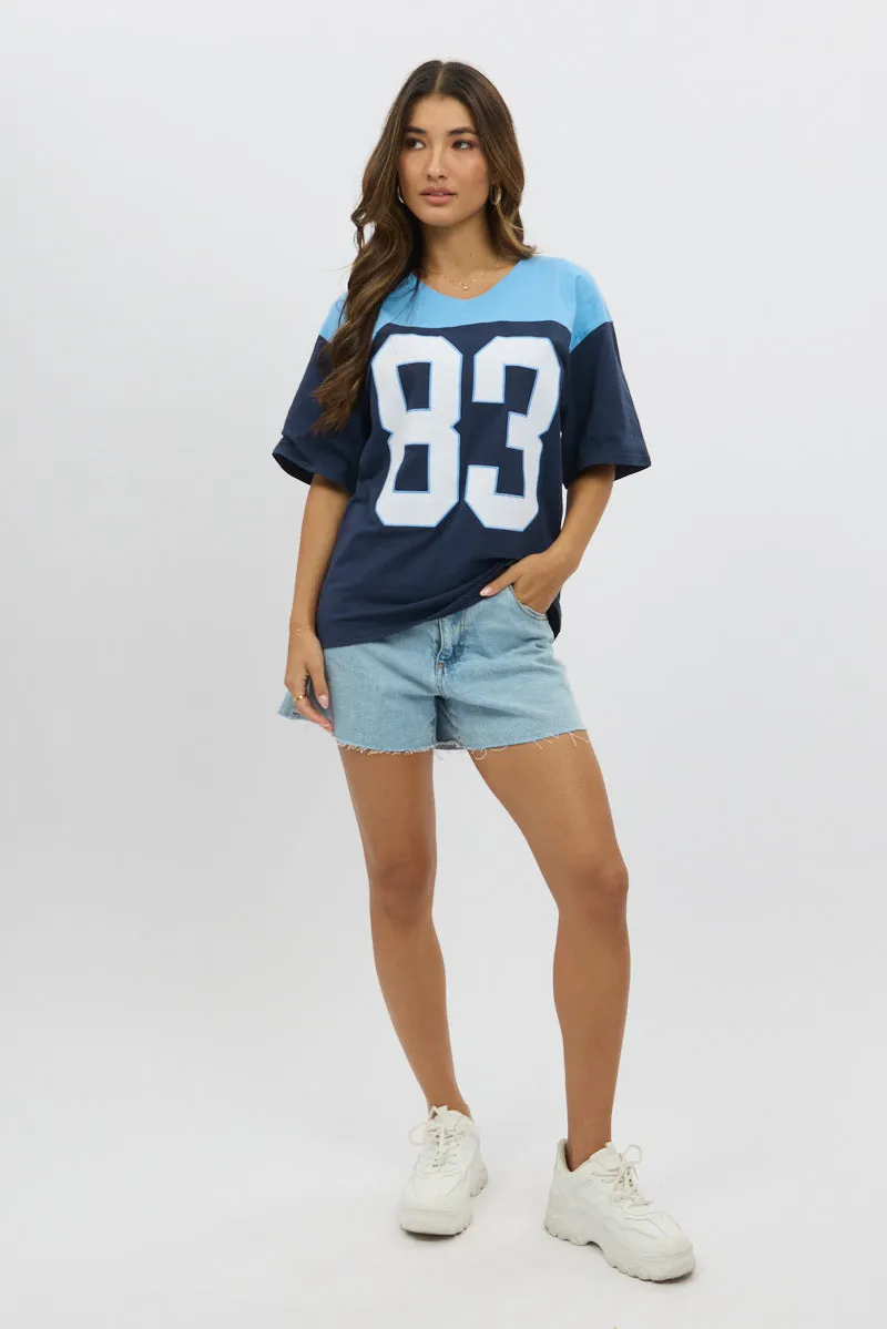 Blue Graphic Tee Short Sleeve sold by Ally Fashion product image thumbnail 3