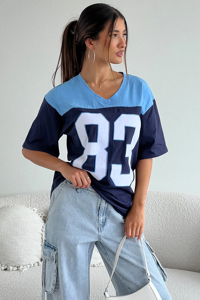 Blue Graphic Tee Short Sleeve sold by Ally Fashion