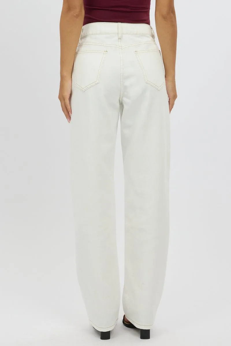 White Straight Jeans High Rise sold by Ally Fashion product image thumbnail 5