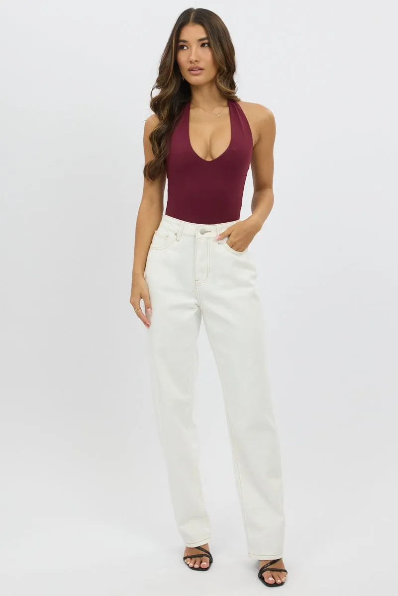 White Straight Jeans High Rise sold by Ally Fashion product image thumbnail 2