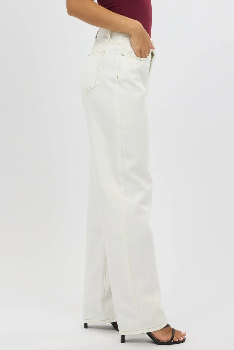White Straight Jeans High Rise sold by Ally Fashion product image thumbnail 4