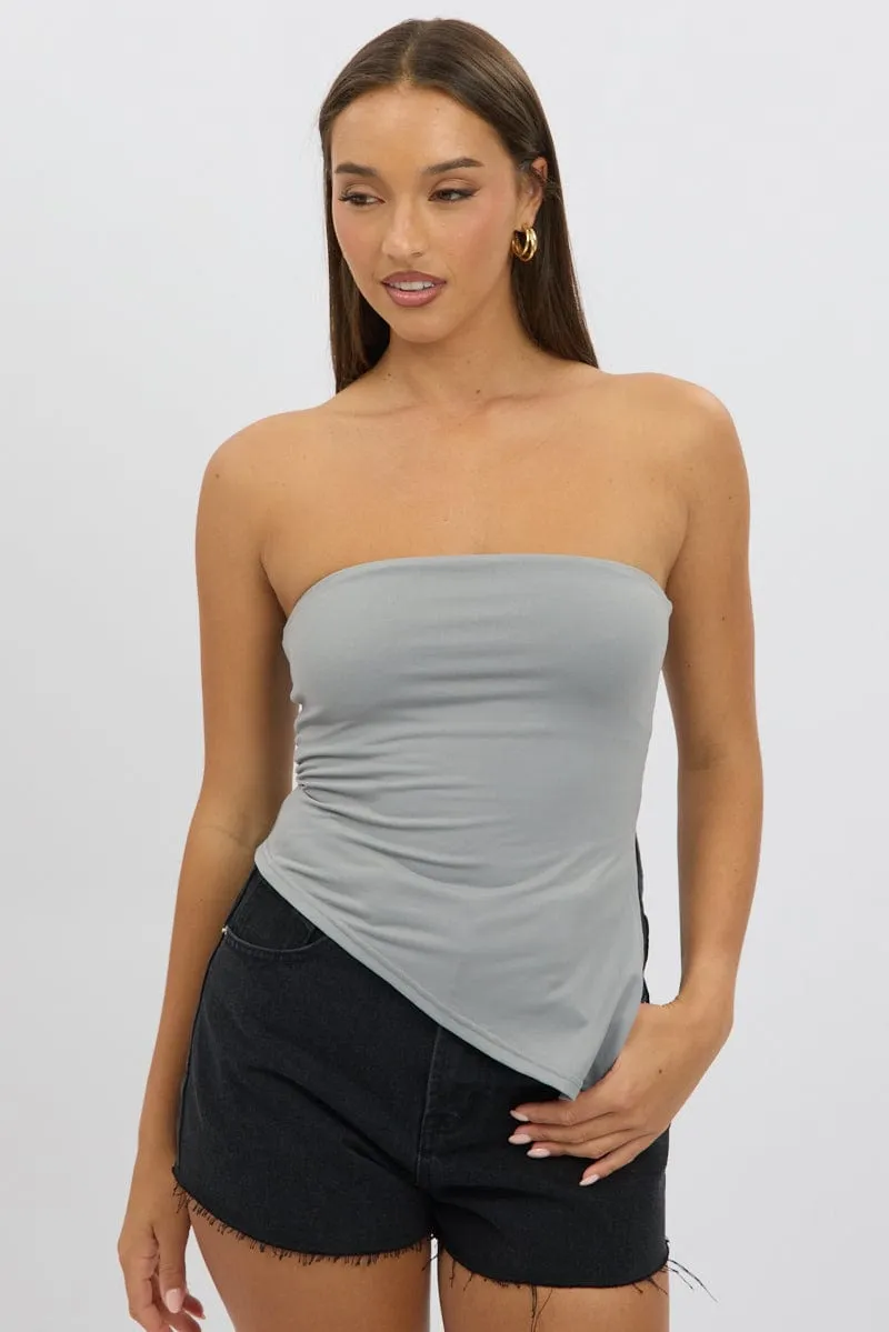 Grey Supersoft Asymmetric Top Strapless sold by Ally Fashion product image thumbnail 3