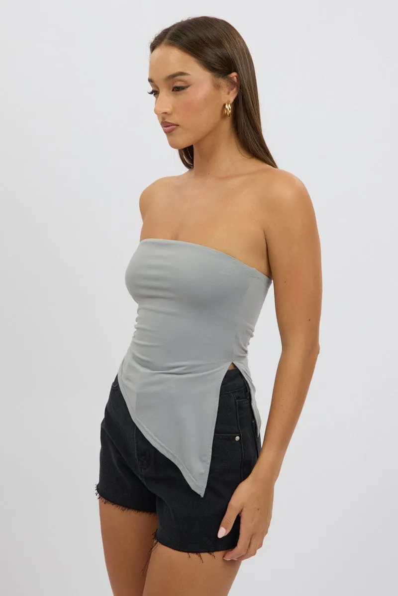 Grey Supersoft Asymmetric Top Strapless sold by Ally Fashion product image thumbnail 4