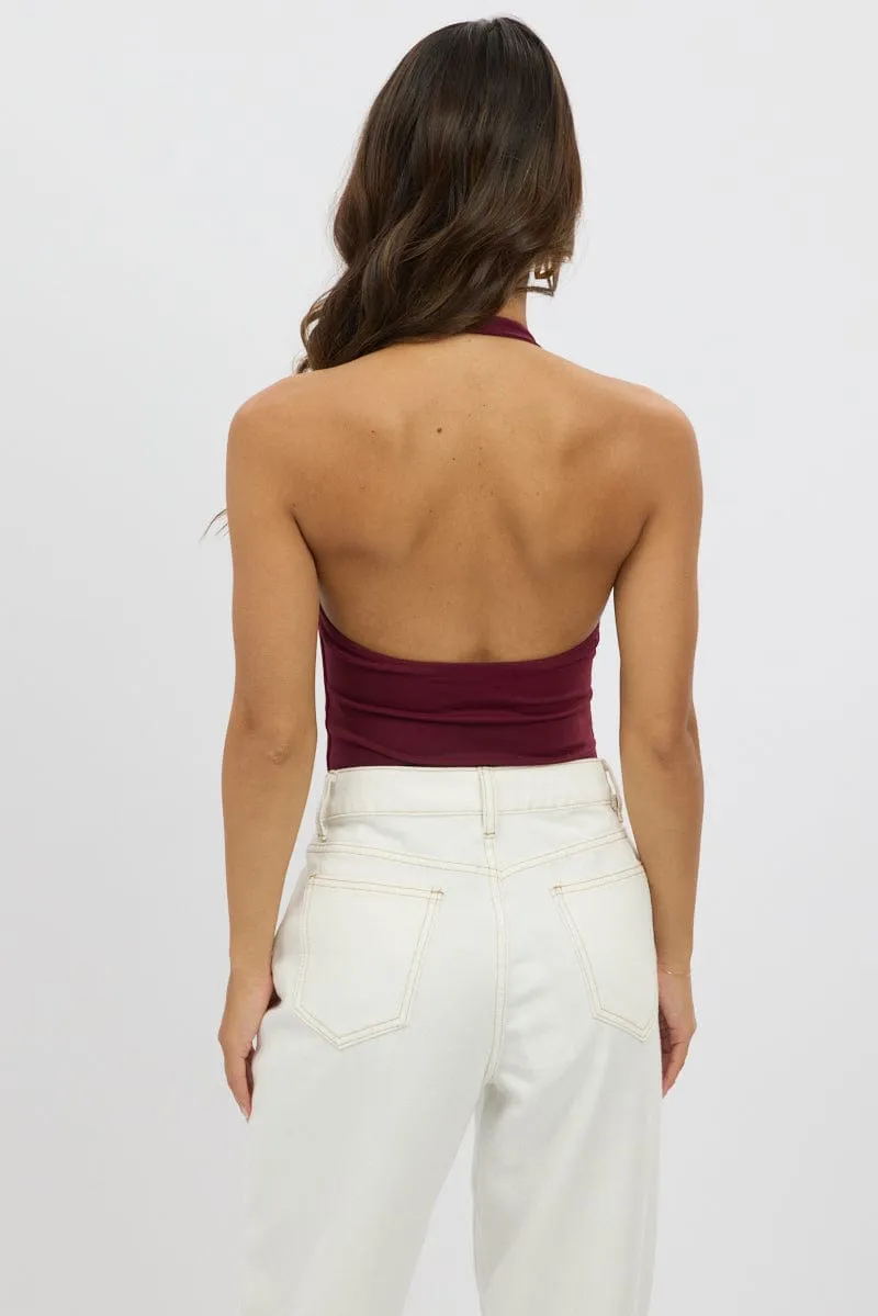 Red Halter Bodysuit Supersoft sold by Ally Fashion product image thumbnail 5