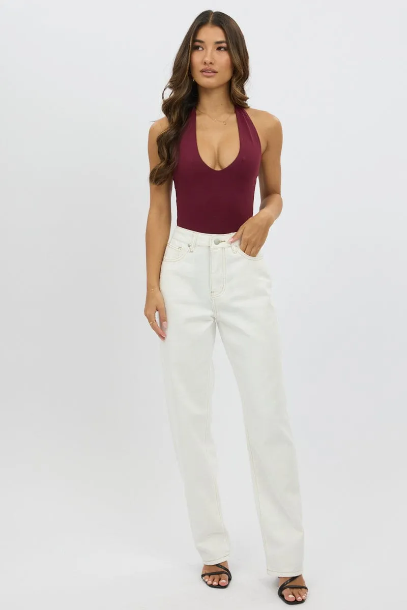 Red Halter Bodysuit Supersoft sold by Ally Fashion product image thumbnail 2