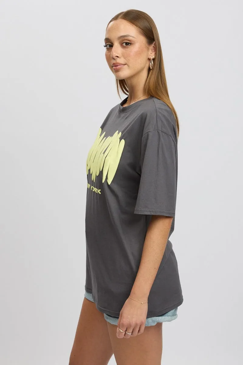 Grey Graphic Tee Short Sleeve sold by Ally Fashion product image thumbnail 4