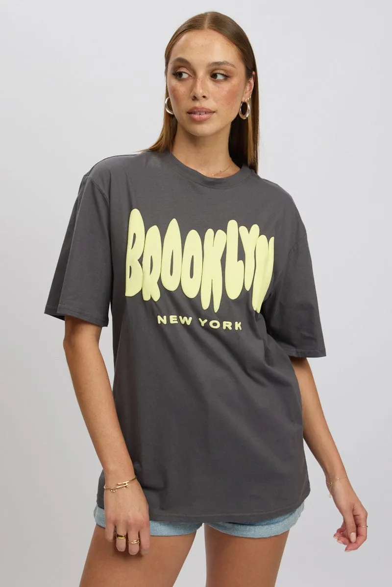 Grey Graphic Tee Short Sleeve sold by Ally Fashion