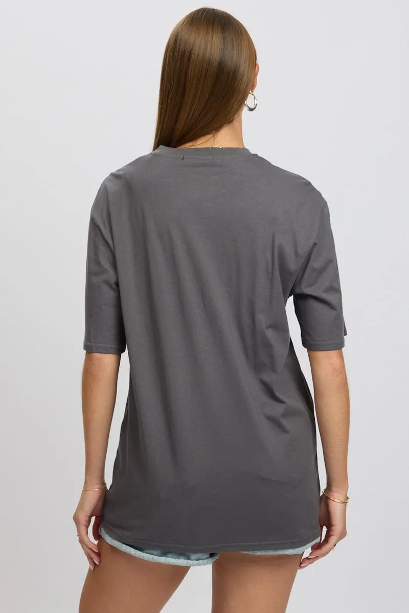 Grey Graphic Tee Short Sleeve sold by Ally Fashion product image thumbnail 5