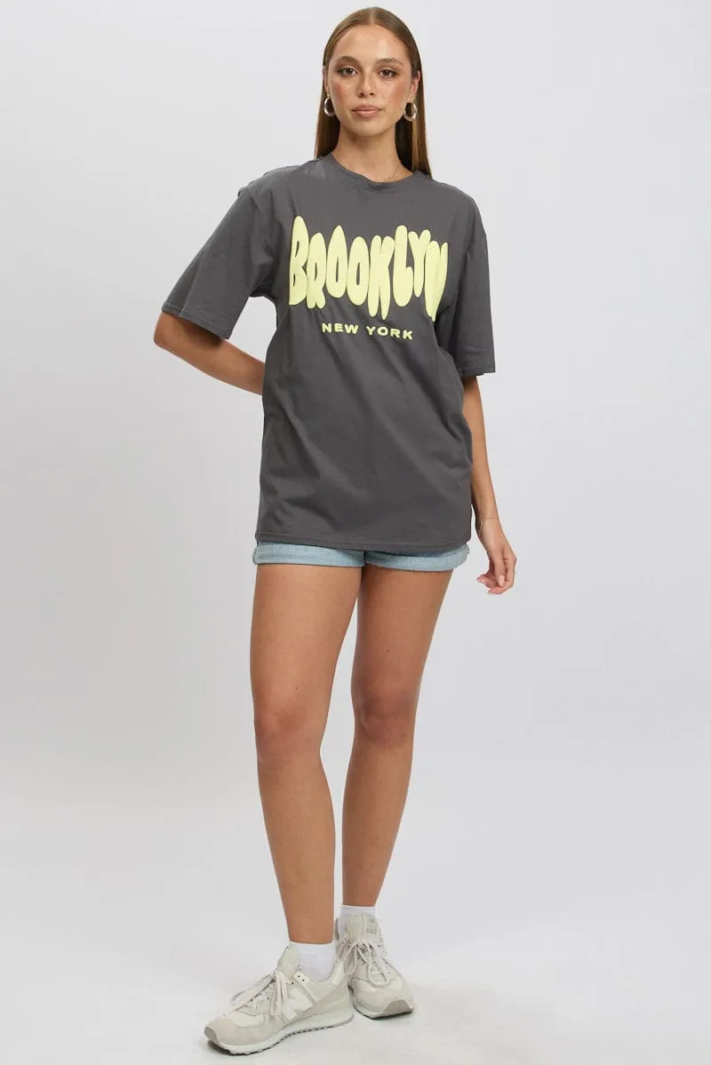 Grey Graphic Tee Short Sleeve sold by Ally Fashion product image thumbnail 2