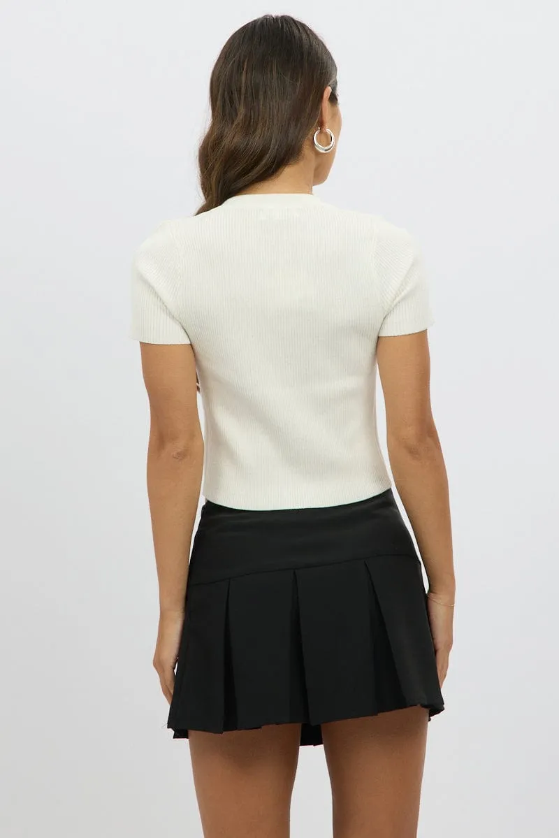 White Knit Top Short Sleeve sold by Ally Fashion product image thumbnail 5