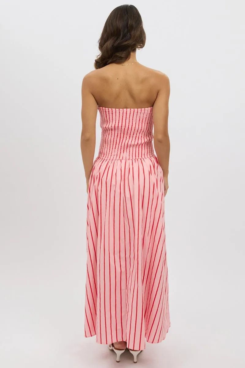 Pink Stripe Strapless Maxi Dress sold by Ally Fashion product image thumbnail 5