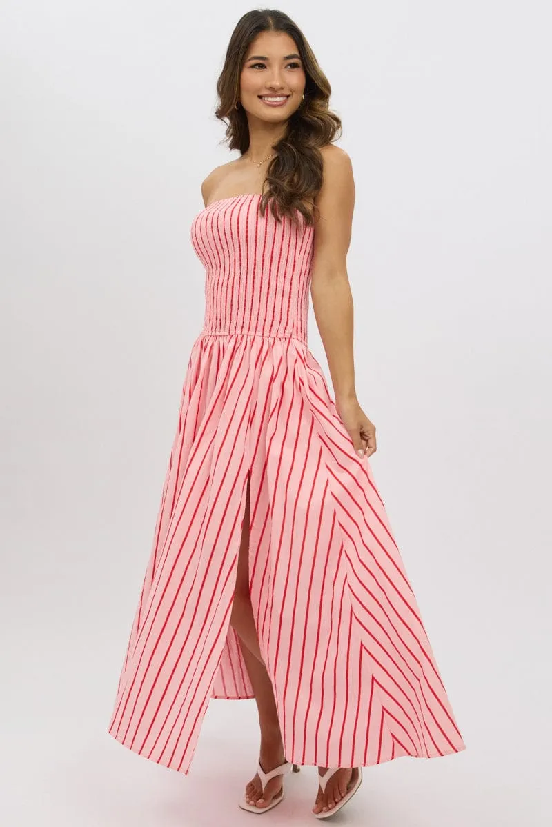 Pink Stripe Strapless Maxi Dress sold by Ally Fashion product image thumbnail 2